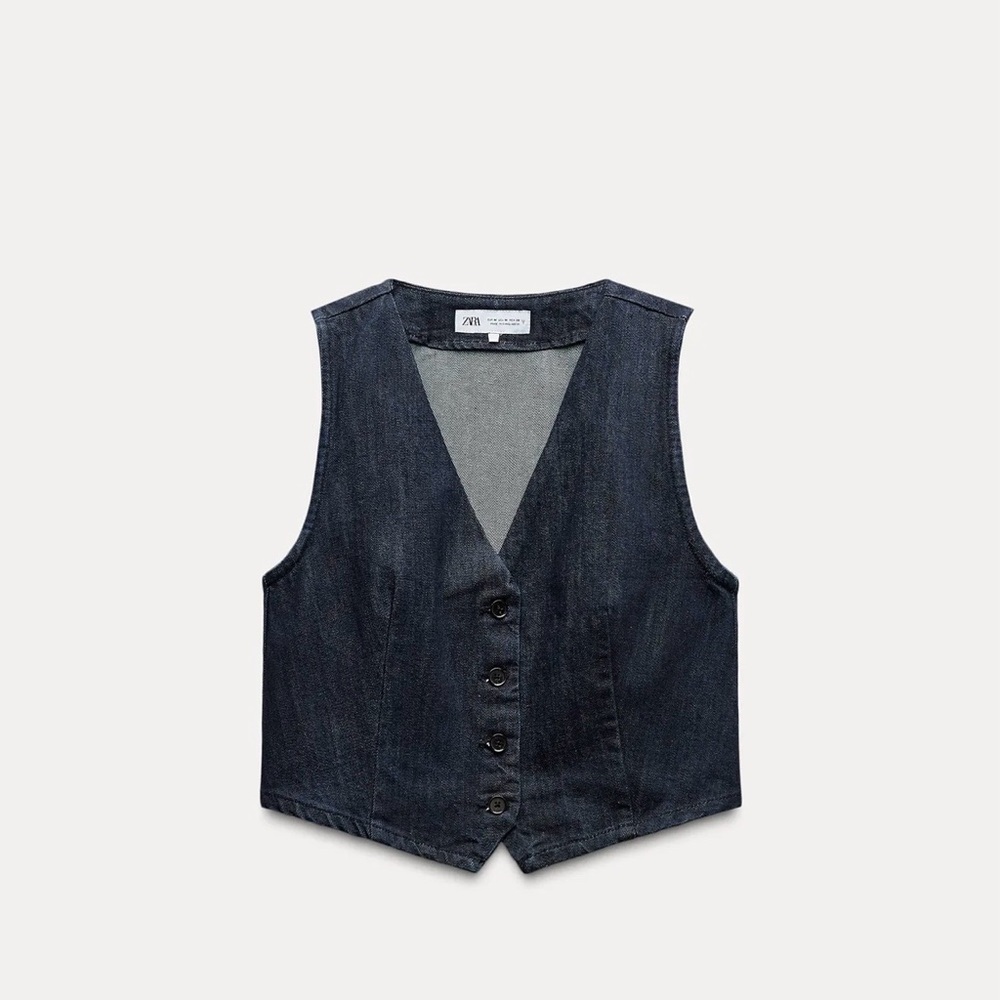 Zara Dark Blue Denim Vest